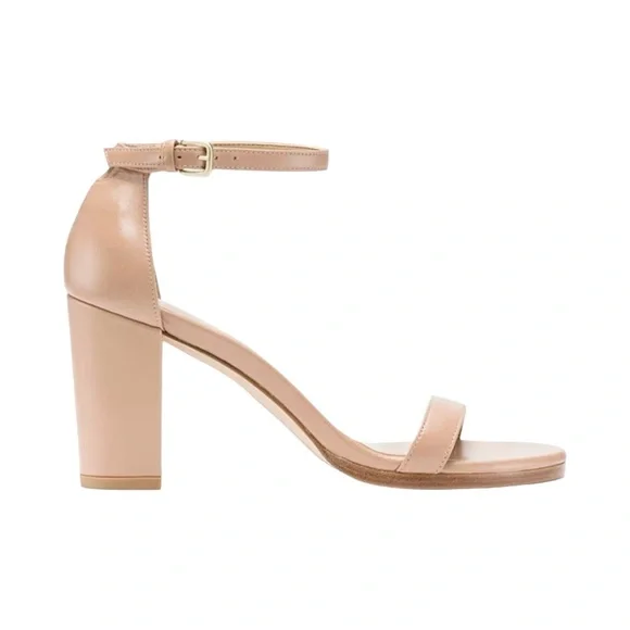 STUART WEITZMAN “Nearly Nude” Block Heel Sandals Beige Tan Ankle Strap Size 8.5 - Picture 1 of 16